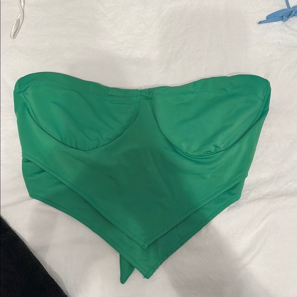 Green Strapless Top